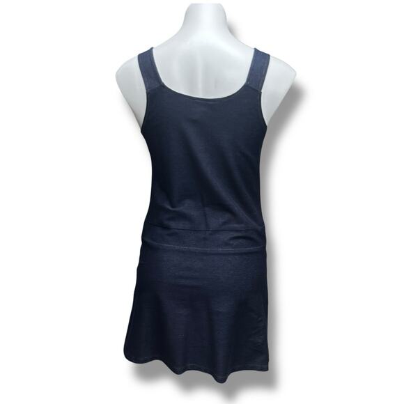 Vintage Y2K Overall Dress Women’s Stretch "Denim" Gold Button Front Pockets Sz L - Picture 9 of 9